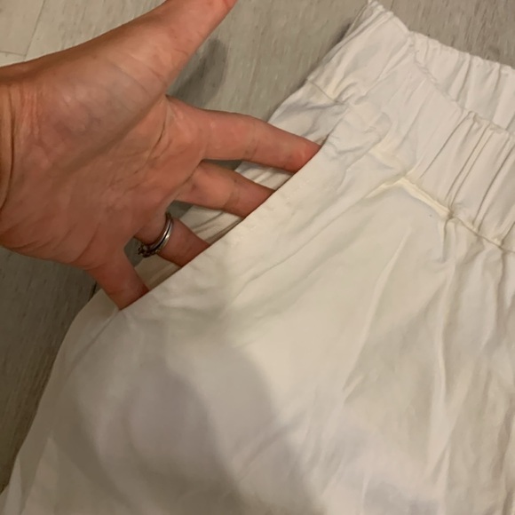 Jarbo easy‎ crop size 32 white elastic waist pockets pull on summer linen blend - Picture 11 of 14